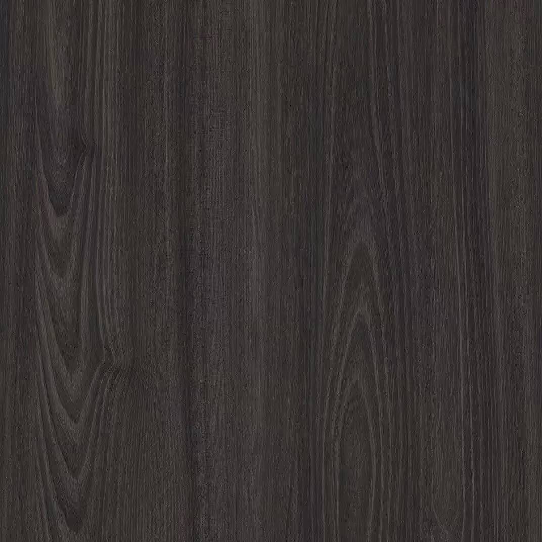 Tossini Espresso 3D laminate sample, a dark charcoal brown elm woodgrain