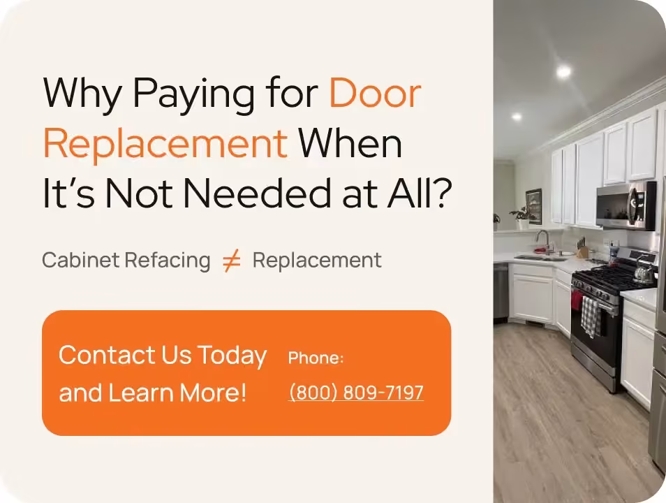 Promo panel asking why pay for new doors when refacing will do