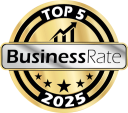 BusinessRate Top 5 award badge for 2025